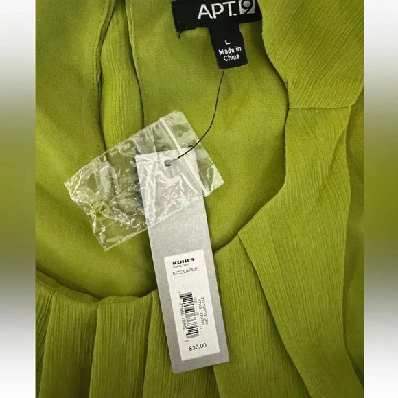 NWT Apt. 9 Womens Pleated Neck Sleeveless Green top Blouse Lined Shirt Sz L - Picture 6 of 8